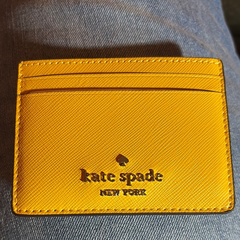 Kate Spade Madison Saffiano Leather Daffodil Yellow Card Holder New